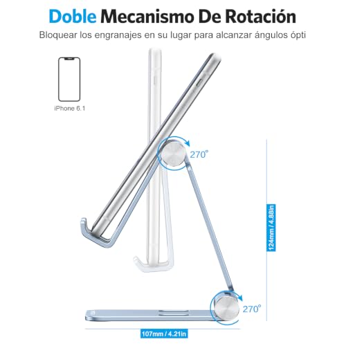 OMOTON Foldable Cell Phone Stand, C4 Portable Aluminum Phone Holder - color: Light Blue