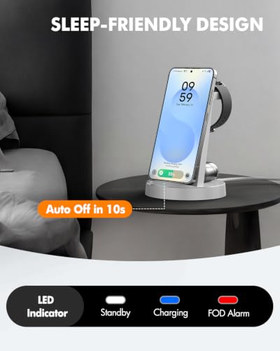 Wireless Charger for Samsung, 3-in-1 Android Charging Station - color: Gray