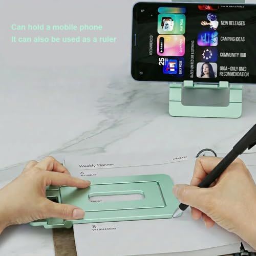 Ultra Slim Aluminum Card Phone Stand, Portable Foldable Pocket Cell Phone Holder, Adjustable Desktop Smartphone Stand for iPhone, Samsung, Android Phones, Travel Home (Lemon Green) - color: Lemon green