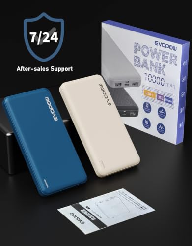 2 Pack Portable Charger, 10000mAh Power Bank, Travel Battery Pack - color: Blue&Beige