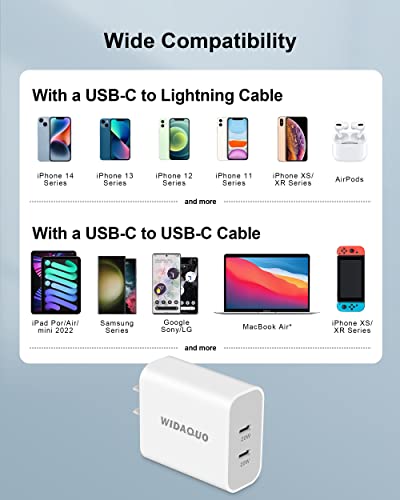 40W Dual USB C Wall Charger, 2Pack USB-C Charger Block Power Adapter Fast Charging Brick Box Plug Cube for iPhone 16e/16/16 Pro Max/15/14/13/12/11, iPad, AirPods, Samsung S25/S24/S23, Pixel, Android