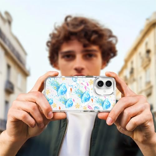 VisEnt Clear Case for iPhone 17, Magnetic Phone Case, Transparent Slim Cover, Military Grade Protection, Shockproof, Anti-Yellowing, Scratch Resistant, Blue Jellyfish Ocean - color: Blue Jellyfish Ocean, size: Iphone 17