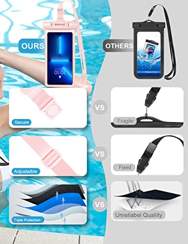 wellhouse Waterproof Phone Pouch, Waterproof Phone Case for iPhone 17 16 15 14 13 Pro Max XS Samsung, IPX8 3D Cellphone Dry Bag Beach Essentials (2 Pack - Blue & Pink7.0, 7 inch) - color: 2 Pack - Blue & Pink7.0"