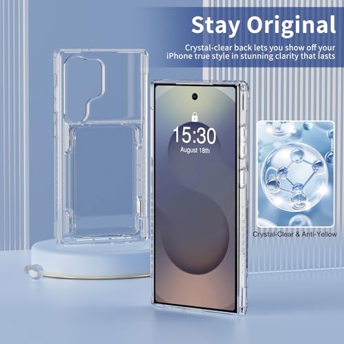 ACANDYA for Samsung Galaxy S25 Ultra Case Wallet Clear with Card Holder Protective Shockproof Anti-Scratch Anti-Yellow Heavy Duty Protection Cover for Samsung Galaxy S25 Ultra Transparent - size: for Galaxy S25 Ultra