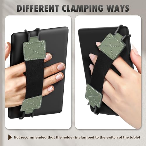 MoKo Security Hand-Strap for 6-8" eReaderFire Tablet, Kindle/Kobo/Voyaga/Lenovo/Sony Kindle E-Book Tablet, Elastic Versatile Hand Strap Lightweight Finger Grip Holder, Celadon - color: B-celadon, style: Black Strap