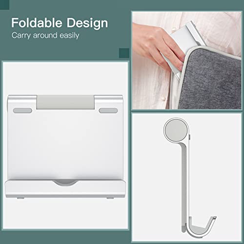 JETech Foldable Tablet Stand for 4-11" Tablets and Phones, Silver - color: Silver