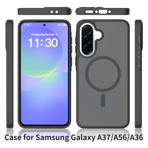 Magnetic Phone Case for Samsung Galaxy A37 / A36 /A56, Black - color: Black