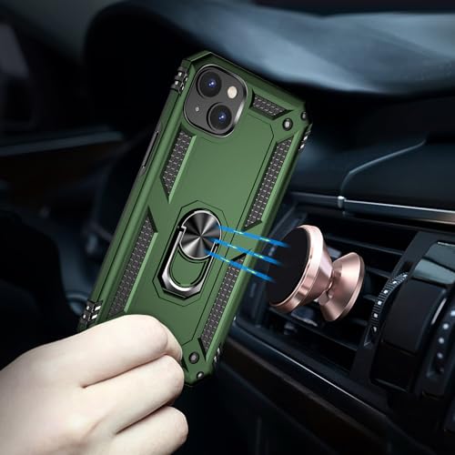 iPhone 14 Case with HD Screen Protector, Military Grade 16ft Drop Tested, Ring Shockproof, Army Green - color: Army Green, size: iphone 14