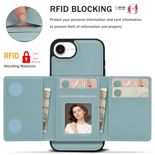 for iPhone 16e / iPhone 17e Wallet Case, 2-in-1 Detachable Phone Case, Card Holder RFID Blocking, Fashionable Faux Leather Card Slot & Folding Design (Blue 6.1'') - color: Blue, size: iPhone 16E
