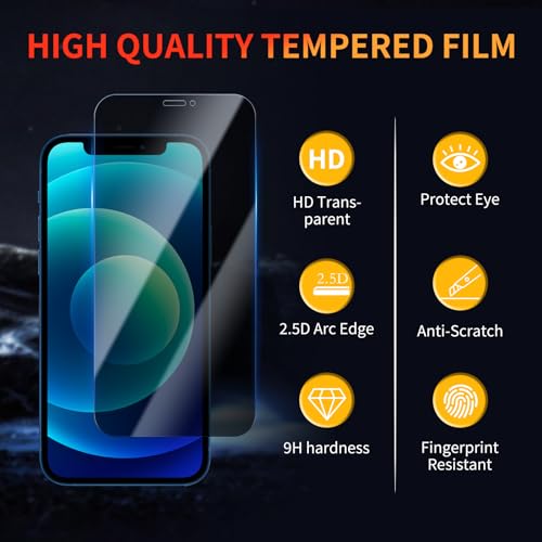 Privacy Screen Protector for iPhone 12 Mini 5.4 Inch 3 Pack, Tempered Glass Film Anti-spy Scratch Resistant 9H Hardness Case Friendly - size: iPhone 12 Mini