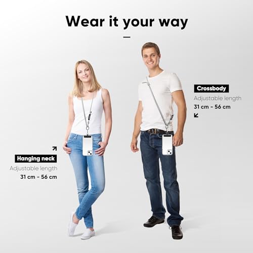 Crossbody Phone Lanyard Universal Cell Phone Strap Adjustable Nylon Strap with Metal Keychain Hook Compatible for iPhone & for Android Smartphones Breakaway Safety Clip- Misty Grey - color: Misty Grey