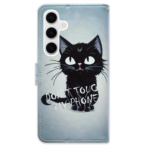 Bcov Case for Galaxy S26,Cute Black Cat Style Leather Flip Phone Case Wallet Cover with Card Slot Holder Kickstand for Samsung Galaxy S26 - color: Cute Black Cat Style