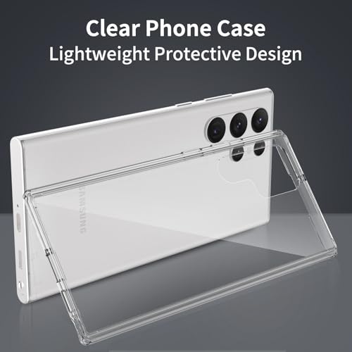 for Samsung Galaxy S22 Ultra Case Clear, Anti-Yellowing 6.8 Inches Slim Fit Heavy Duty Protection Wireless Charging Lightweight TPU and PC Shockproof Anti-Slip Transparent Protective Phone Cover - color: Clear