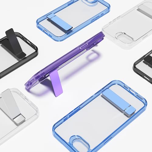 Case for iPhone 16e, Clear Kickstand | Yellowing-Resistant | Slim Transparent, 360° Kickstand, Compatible with MagSafe, Shock-Absorbing Bumper, for Hands-Free Video Calls & Movies - color: Blue