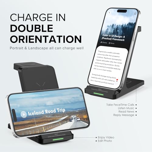 3 in 1 Fast Wireless Charging Station for Multiple Apple Devices - color: Black