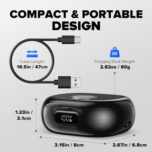 Oura Ring Gen 5/4/3 Charging Case, 2000mAh, LED Display | For Oura Ring Gen 5/4/3, up to 10 recharges, travel charging case, works with original dock, official charger not included