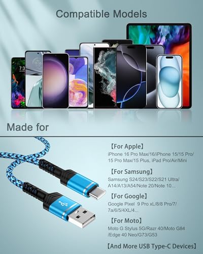 AILKIN 2-Pack USB A to USB C Cable, 6FT USB C Charging Cable Fast Charging