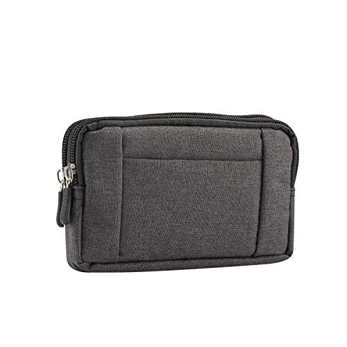 Horizontal Cell Phone Waist Bag Men Black, Waterproof Cell Phone Holder, 5.2"Multifunction Smartphone Belt Clip Holster Nylon Small Outdoor Sport Case Slot Travel Wallet Belt Bag Purse Handbag - color: Black