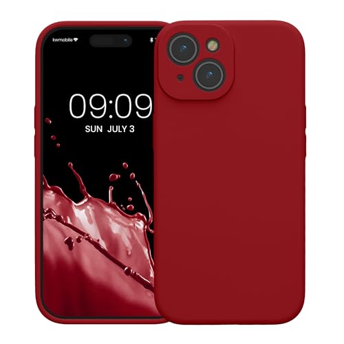 kwmobile Case Compatible with Apple iPhone 15 Case - Slim TPU Silicone Phone Cover - Soft Touch Finish - Rhubarb Red - color: Rhubarb Red, size: iPhone 15