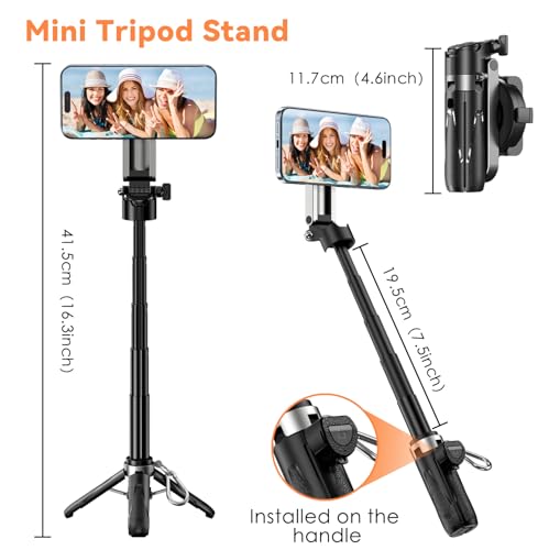 Portable Travel Monitor Stand, Magnetic Height Adjustable Tripod Mount, Mini Pocket Size Foldable Screen Holder for 4.7-18.5" Monitors/Tablets/Smartphones & iPad