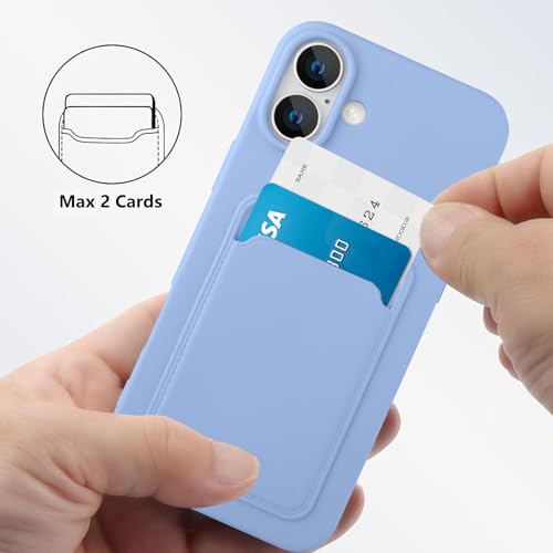 MZELQ Compatible with iPhone 16 Case Card Holder -Purple | Wallet Cover,Camera Protection + Screen Protector Soft Card Slot Phone Case - color: Purple, size: iPhone 16