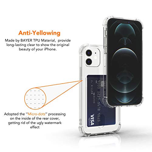 Upgrade Clear Card Case Compatible with iPhone 12/12 Pro 6.1 inch, Slim Fit Thin Protective Soft TPU Shock-Absorbing Wallet Case with Card Holder - size: iPhone 12 Pro