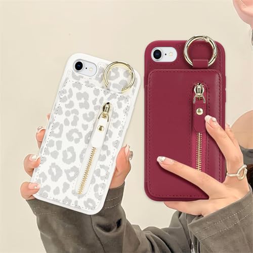 Havaya Flip Case for iPhone SE 3rd & 2nd Gen iPhone 8 & 7 - White Leopard - color: White leopard print-Ring, size: iPhone SE 3rd & 2nd Gen & 8 & 7 Case
