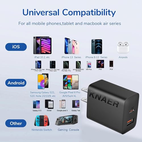 3 Pack USB C Charger Block,20W USB-C & USB-A Port Charger,for i Phone 17/16/15/14/13/12/11/X/8, i Pad and More - color: 3p black