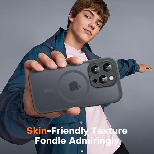 TOCOL Magnetic for iPhone 15 Pro Case, Upgraded Full Camera Protection, Compatible with Magsafe, Drop Protection, Translucent Matte Back Bumper Phone Cover 6.1-Inch (Gray) - color: Gray, size: Iphone 15 Pro