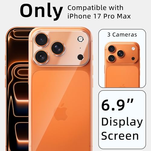 [2+2 Pack Flexible Back Screen Protector + Tempered Glass Camera Lens Protector for iPhone 17 Pro Max, HD Clear Anti Scratch Self-Healing Not Glass Full Wrapped Edge Soft TPU Hydrogel Film