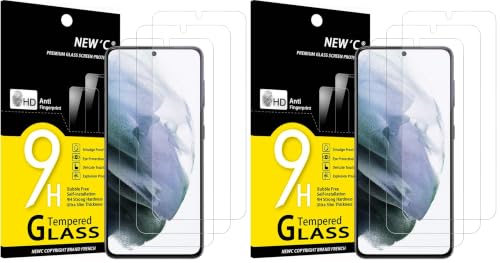 NEW'C 6 Pack Designed for Samsung Galaxy S21 Plus / S21+ 5G (6.7),Screen Protector Tempered Glass, Fingerprint Resistant, 9H Hardness, 0.33mm Ultra Transparent, Ultra Resistant - size: S21+ 6.7 inches (Pack of 2)