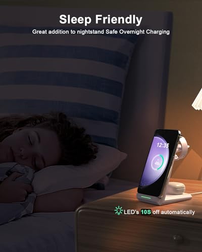 ADADPU 3 in 1 Wireless Charging Station for Samsung Galaxy Devices - color: Light Purple