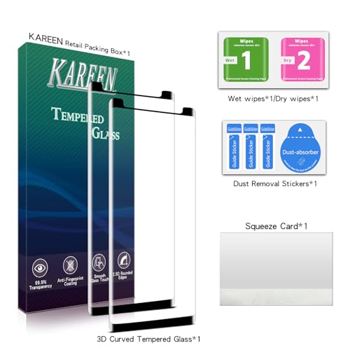 KAREEN for Samsung Galaxy Note 8 Screen Protector Tempered Glass Film | 3D Full Coverage, 9H Hardness, Anti Scratch, 2 Pack - size: Galaxy Note 8 6.3-inch