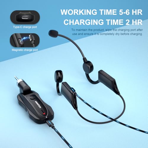 KIMAFUN 2.4G Fitness Headset Wireless Microphone, IP67 Waterproof - size: GWP91(1TX+1RX)