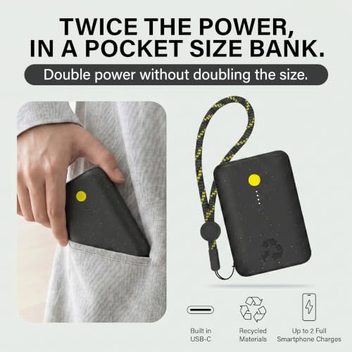 Nimble Champ Portable Charger, 10000mAh Power Bank, 20W Dual USB-C Charging - color: Midnight Black