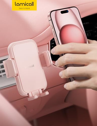 Lamicall 2026 Wider Clamp & Metal Hook Car Phone Holder Vent Accessories - color: NEW Upgraded - Pink