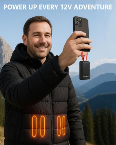 ColdBye ππππππ¦ππ‘ Upgraded Rechargeable Power Bank with Built-in USB-C Cable for Heated Vests, Jackets, LED Strip, Breast Pump, Heated Camping Chair