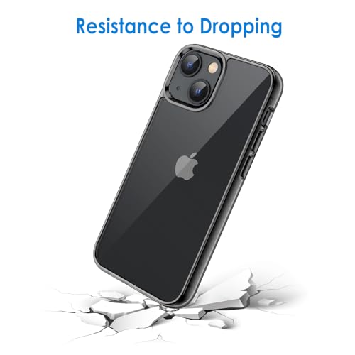 JETech Case for iPhone 13 mini, Anti-Yellowing, Black | Shockproof Protection, Scratch Resistant Hard PC Back, Durable Transparent TPU Bumper - color: Black