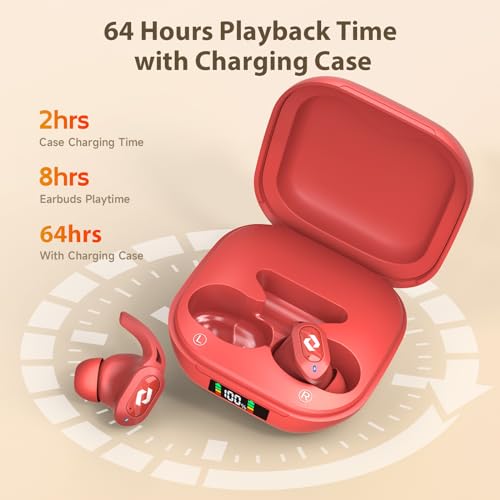 Wireless Ear buds Bluetooth Earbuds Stereo Bass Built in Mic Headphones LED