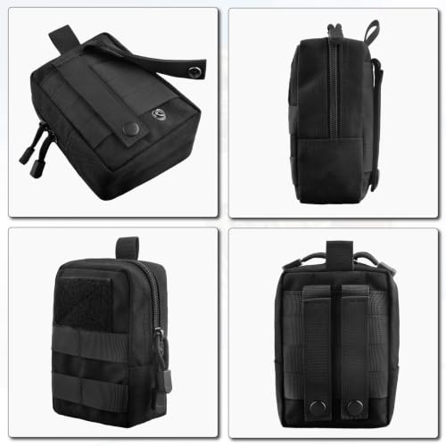 TRIWONDER Tactical Cigarette Pouch Molle Small Military Bag Battery Cigarette Case EDC Utility Card Holder Lighter Slot Mini Cigar Waist Pack - color: 05 Black - 2 Pack