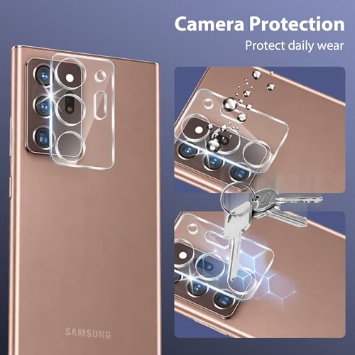 JZG 2 Pack Screen Protectors for Samsung Galaxy Note 20 Ultra with 2 Pack Camera Lens Protectors, Flexible Film, Ultrasonic Fingerprint Compatible, Full Coverage, No Edge Lifting