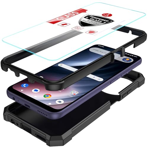 DpS for Cricket Icon Plus 2026/AT&T Verge 2 Case 3-in-1, Icon Plus 2026/Verge 2 with Screen Protector, Dual-Layer Full Body Protection,Hard PC Bumper&Silicone Back Military Grade Cover. (Black) - color: Black