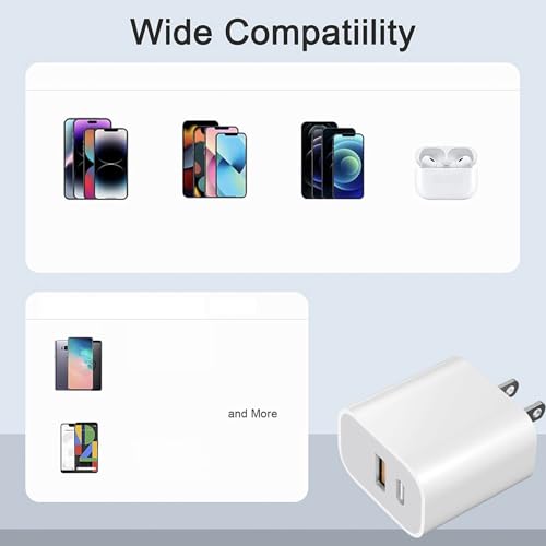 USB Power Block,wall Charging Adapter,Dual-Port Charger with c to c Cables - size: 3-Pack