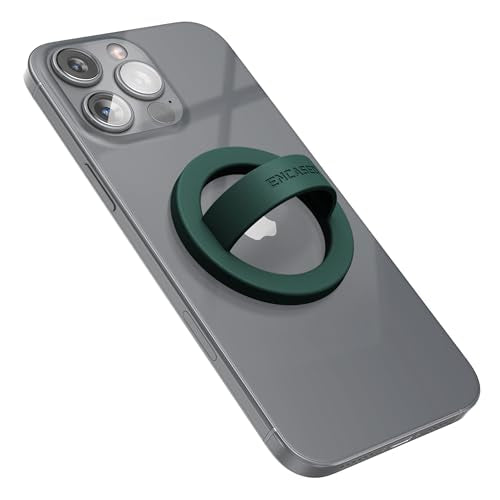 Encased Magnetic Phone Grip Holder Thin Silicone Finger Loop Ring Compatible with iPhone (Evergreen) - color: Evergreen