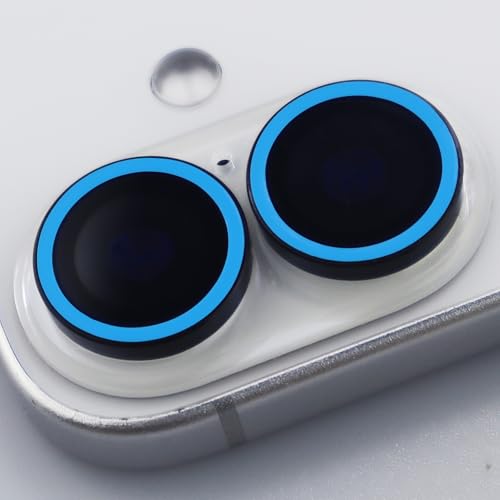 BONVAN for iPhone 17 Camera Lens Protector Glow in the Dark Tempered Glass Screen Accessories Luminous Lens Cover (2PCS) (Blue) - color: Blue