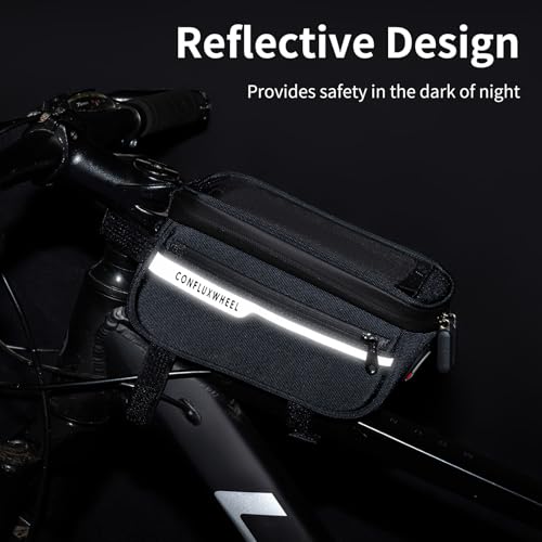 Bike Frame Bag, Cycling touchscreen phone pouch,Waterproof Bike Top Tube Bag,Compatible with 6.8-inch phones