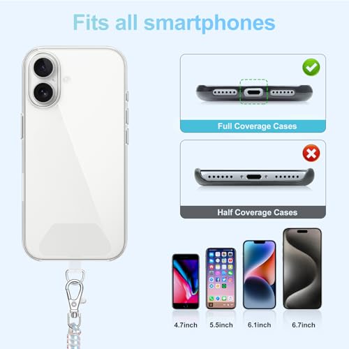 SHANSHUI Phone Lanyard Tether, Stretchy Phone Strap Patch Anchor Outdoor Climbing Hook Compatible for Most Smartphones - color: White White