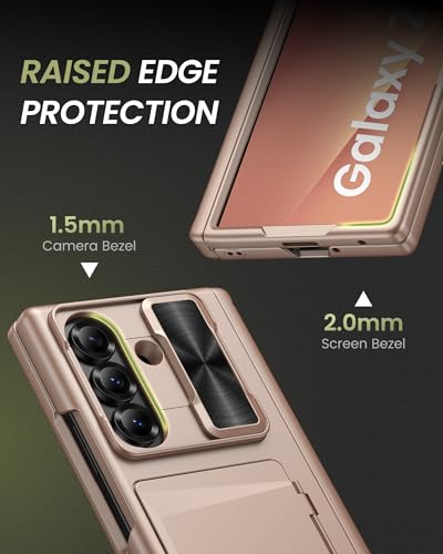 for Samsung Galaxy Z Fold 7 Case with Card Holder, Rose Gold - color: Rose Gold