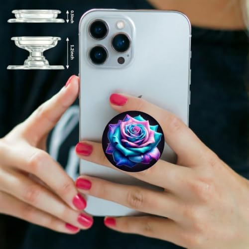 6 Pack Cellphone Phone Grip and Smartphones Stand, Collapsible Cell Phone Expanding Holder for Phone - Purple Pink Heart Black