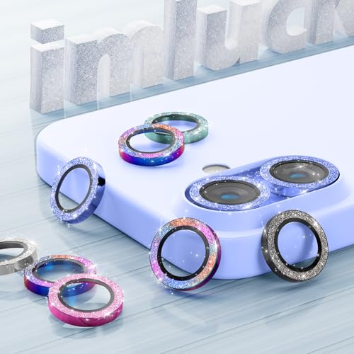 imluckies for iPhone 16 / iPhone 16 Plus Camera Lens Protector, AR+AF Tempered Glass 9H Anti-Scratch Metal Individual Lens Cover, HD Clear Camera Accessories, Glitter Ultramarine - color: Glitter Ultramarine